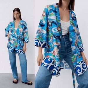 Zara kimono-style belted blouse